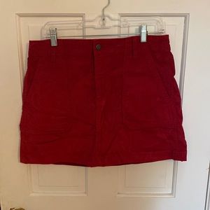 red corduroy mini skirt - size 10